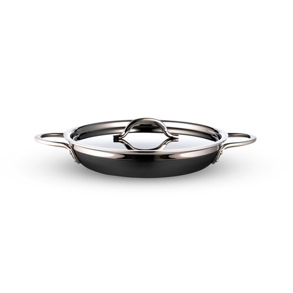Bon Chef Country French 2 Saute Pan/Skillet W/Cover Dbl Handle 11 3/4"X2 3/8" 3 Qt 4 Oz - Black 71306-CF2-B - main